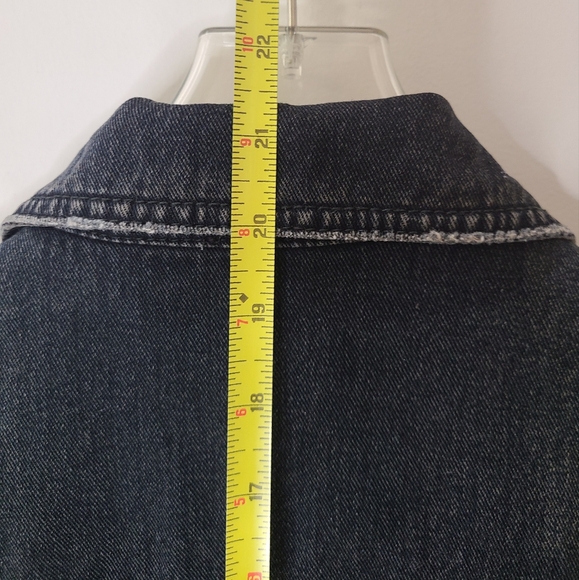 Free People Black Mixed Media Space Dye Knit Denim Jean Jacket Sz M - Picture 16 of 16